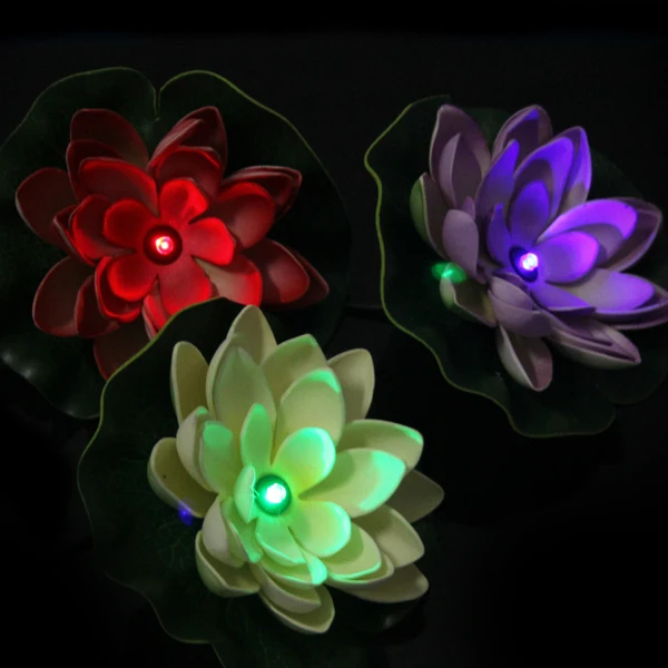 Красивая на солнечной батарее в виде лотоса свет цветок RGB светодиодный
