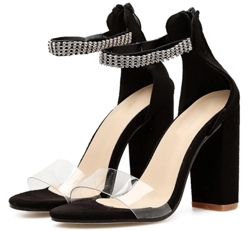 Женская обувь chaussure zapatos mujer Коренастый Обувь на высоком каблуке Кристалл молнии
