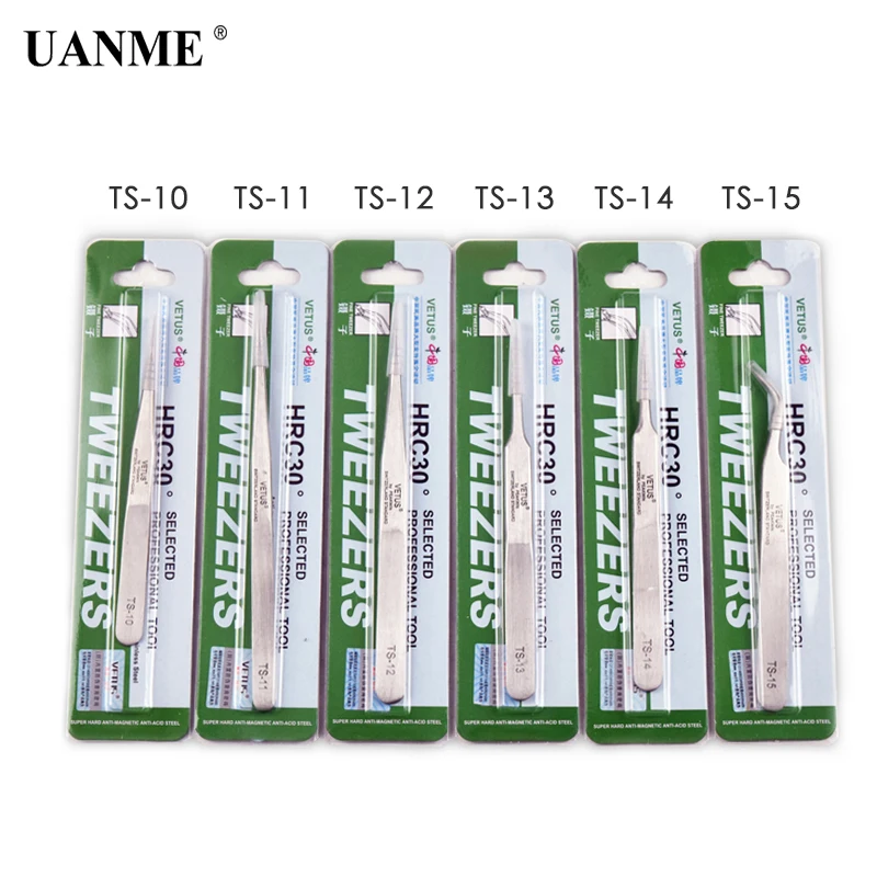UANME 100% Genuine Vetus ST Series New HRC 30 Ultra Precision Stainless Tweezers Mink Eyelash Extensions Anti Acid