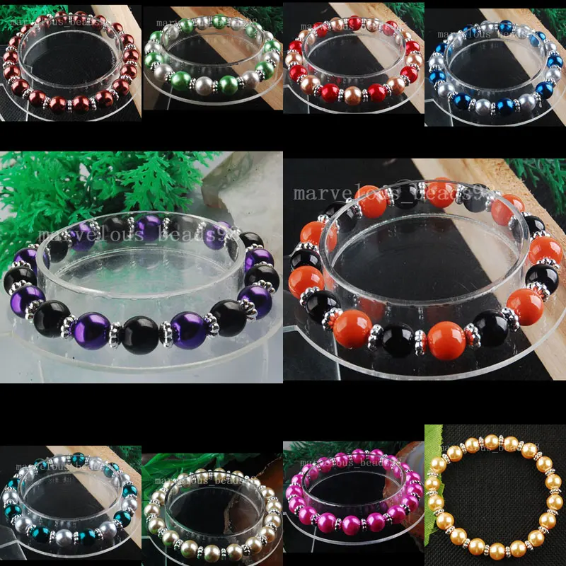 Бесплатная доставка Модные ювелирные изделия 8 мм Разноцветные жемчужные бусы