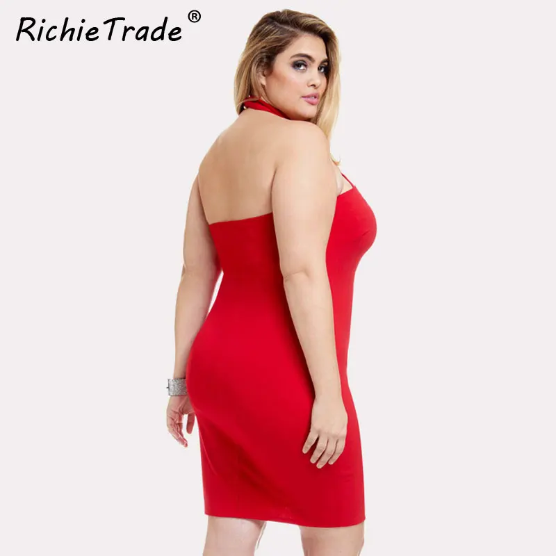 RICHIETRADE Backless Hollow Out Bandage Dress Halter Neck Sexy Slim Women European Style 2017 New Fashion Summer Dresses | Женская