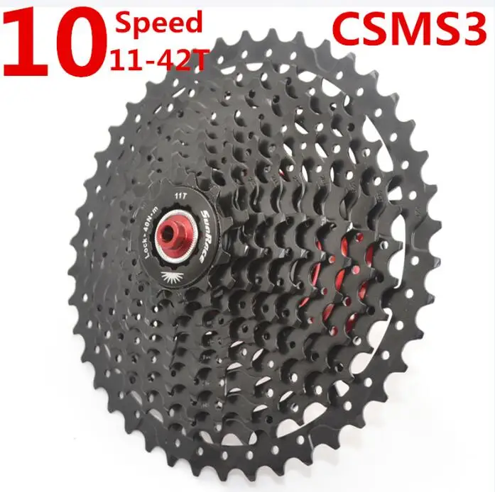 Sunracing 10 скоростей CSMX3 CSMS3 11-40T 11-42T горный велосипед свободного хода 10 S широкое соотношение MTB маховик дать адаптер - Цвет: CSMS3 black 42T
