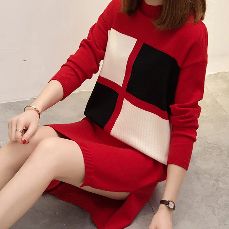 2018 Female Pullovers Sweater Women Autumn Winter Medium Long Knitted Sweaters O Neck Fashion Split Knitting Outerwear Tops | Женская