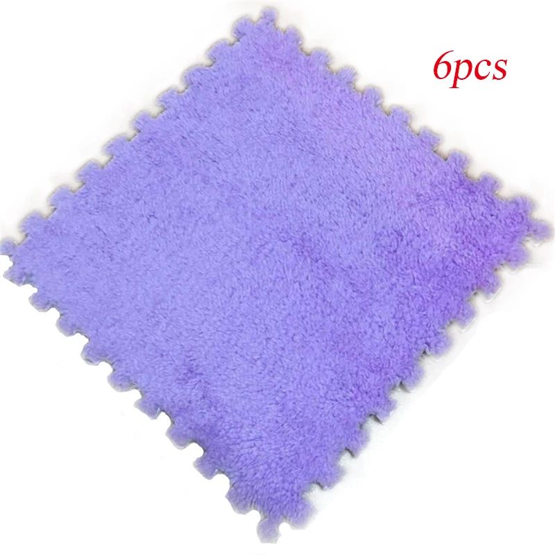 Purple 6pcs 6 шт., мягкий ковёр для гостиной, спальни, детей, детей, волшебный лоскутный коврик для малышей 30*30 см - Цвет: Purple 6pcs