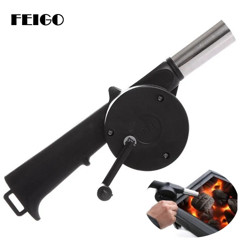 

FEIGO 1Pcs Hot Barbecue Fire Cooking BBQ Fan Air Blower For Manual Outdoor Bellows Hand Crank Tool Picnic Camping BBQ Drop F334
