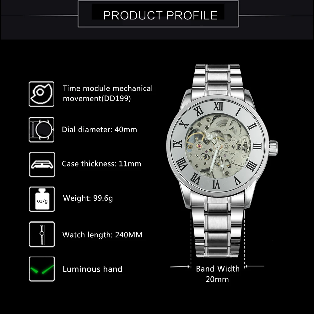 Победитель официальные простые автоматические механические часы для мужчин