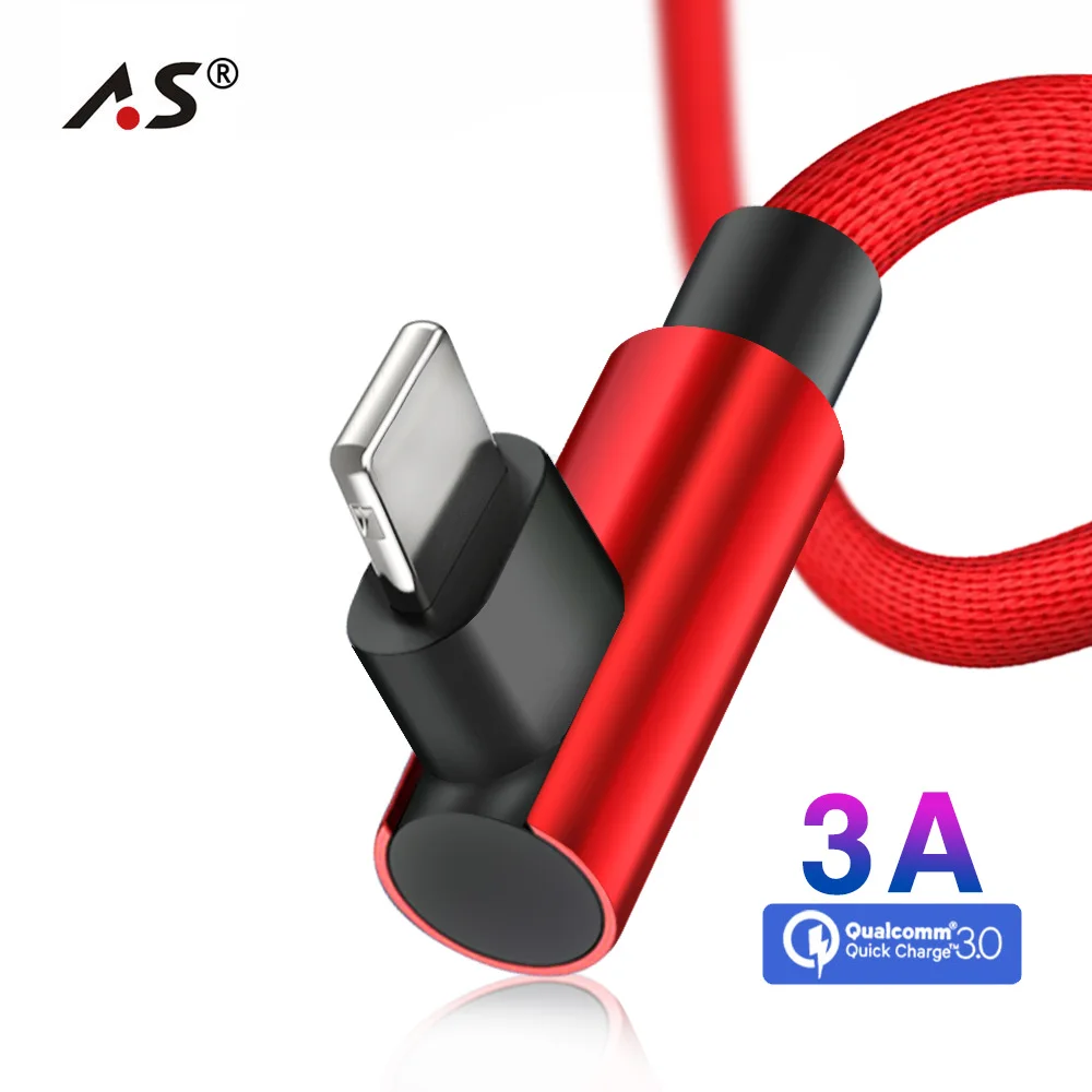 A.S для iPhone зарядное устройство Быстрая зарядка 90 градусов USB кабель для передачи данных для iPhone Xr Xs Max 8 7S 6 Plus 6S SE кабель для мобильного телефона USB шнур