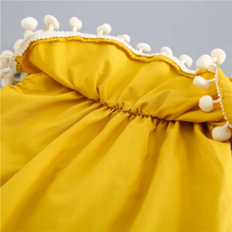 Комбинезон с рюшами на воротнике желтый хлопковый комбинезон отделкой Кремовым