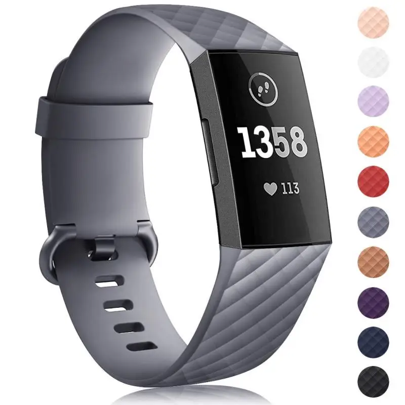 10 цветов ремешок для Fitbit Charge 3 часы силиконовый сменный с алмазным узором мужчин и