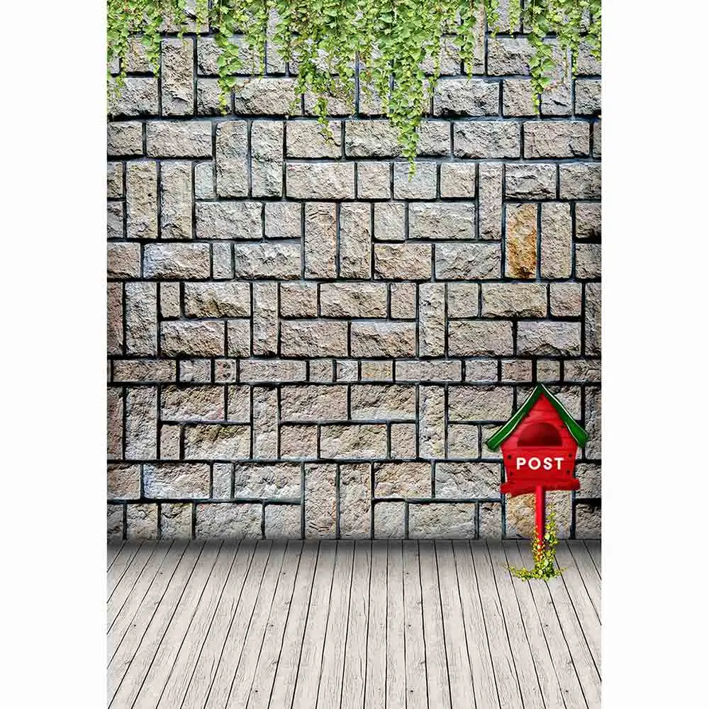 Фон для фотосъемки Funnytree postbox brick wood floor bush свадебный фон Фотофон фотостудии|Фон