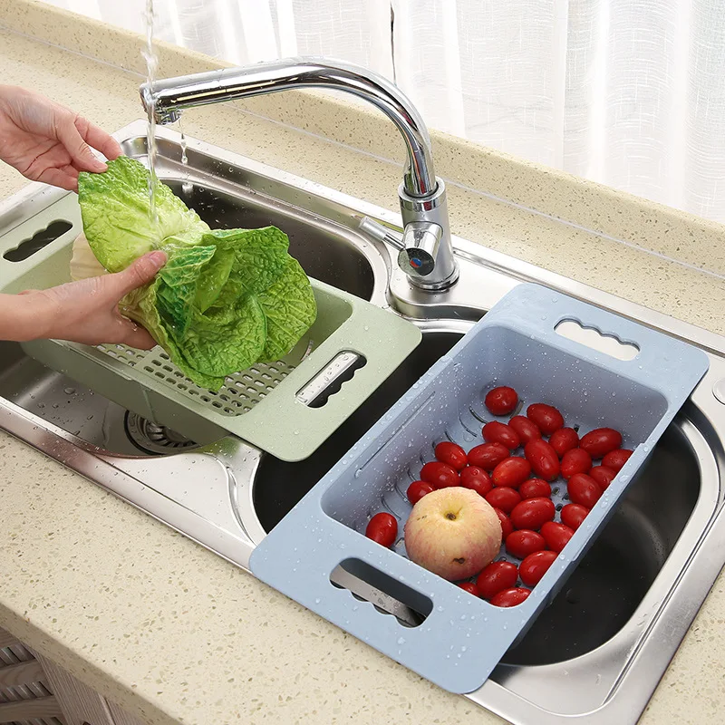 Multifunctional Washing Basin Drain Basket Rectangular Plastic Fruit Bowl Household Kitchen Sink Storage | Дом и сад