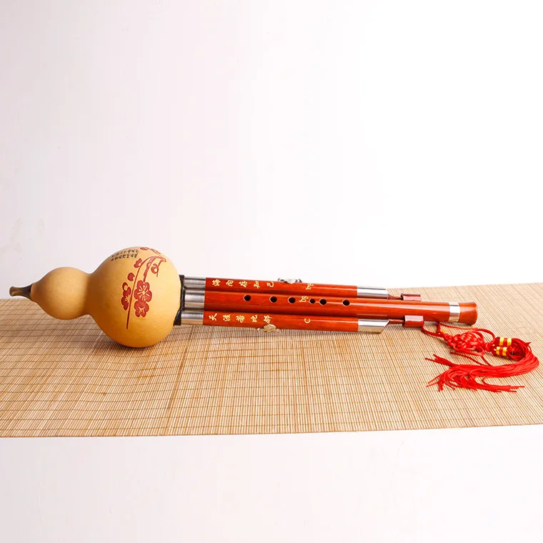 Professional Chinese Handmade Rosewood Hulusi Flute Double Tone C/Bb Gourd Flauta With Case enlarge