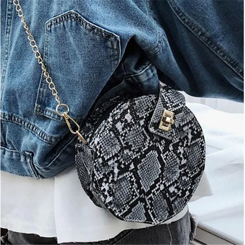 

Women's Snakeskin Printed Shoulder Bag New Handy Messenger Chain Bags Ladies' Fashionable Satchel Tote Purse Package Hot Selling