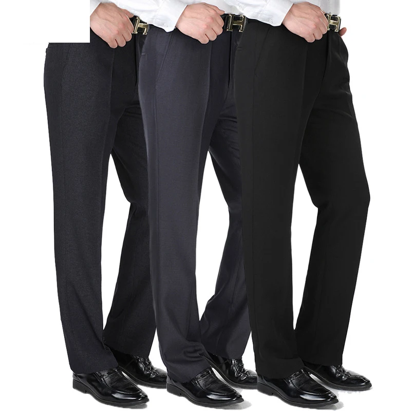 

Autumn Winter Mens Straight Pantalon Costume Homme Dress Pants Thick Men Formal Suit Pants Loose Middle Age Male Trousers