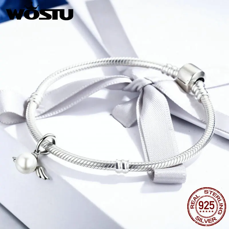 WOSTU Роскошный 100% Стерлинговое Серебро 925 пробы озорной ангел крыло перо