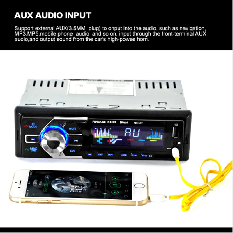 12 В Автомобильный тюнер стерео bluetooth FM радио MP4 аудио плеер телефон USB/SD MMC порт Автомобильный Радио тюнер с bluetooth In-Dash 1 DIN1066