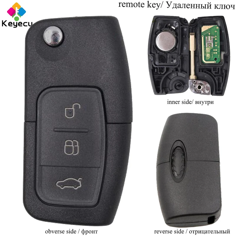 Дистанционный Автомобильный ключ KEYECU 3 Btns 433 МГц FO21 Blade без/4D60/ 4D63 брелок для Ford Focus 2