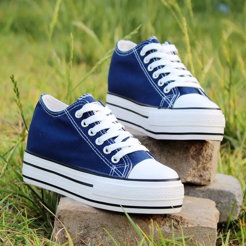 Women Canvas Lace Up Flat Platform Creeper Casual Shoes Round Toe Leisure Students S41 | Обувь