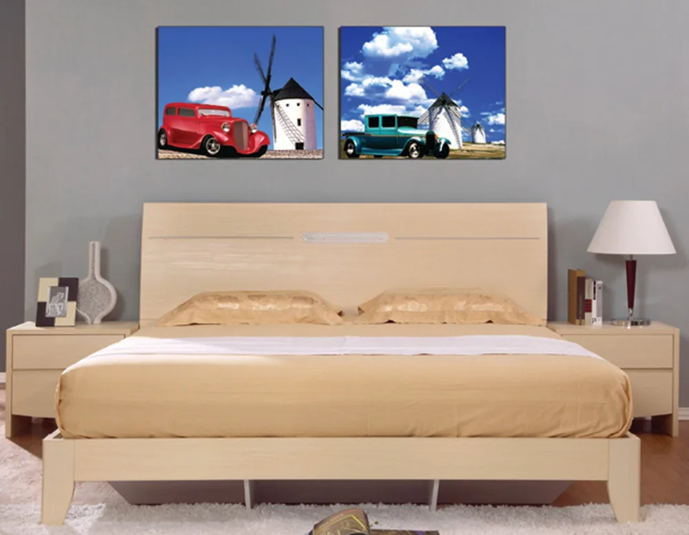 2 шт. без рамки бесплатная доставка Печать на холсте двухэтажный автобус ragtop Маяк