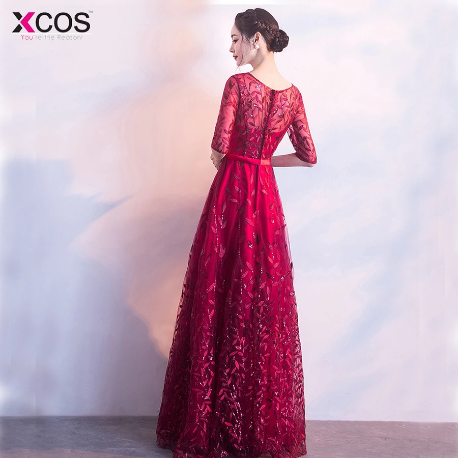 Вечерние платья длинное платье Vestido de Festa трапециевидной формы аппликации халат с
