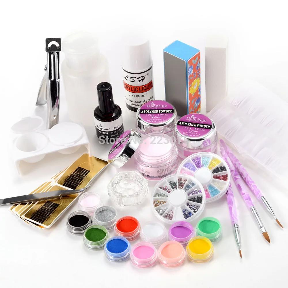 

Hot Limited Pedicure Manicure Hot Nail Art Set Acrylic Liquid Glitter Powder for Buffer Brush Form Tips Tools Diy Kit