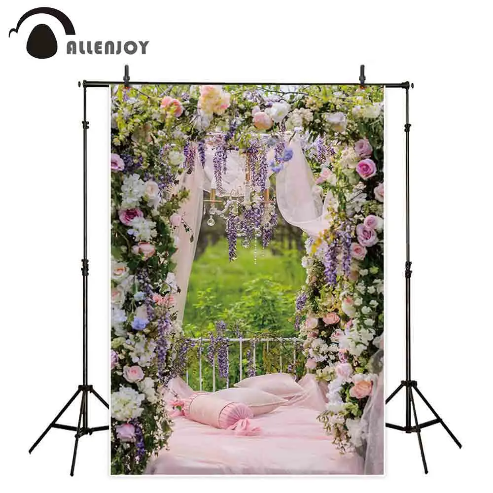 Allenjoy фон для фотосъемки с цветами садовая кровать весенний свадебный Фотофон