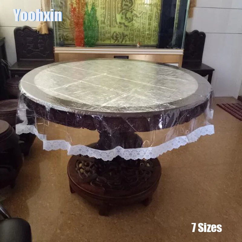 Горячая кружевная мягкая стеклянная круглая Прозрачная ПВХ пластиковая клееная скатерть для чайного столика Водонепроницаемая скатерть Рождественский Свадебный декор