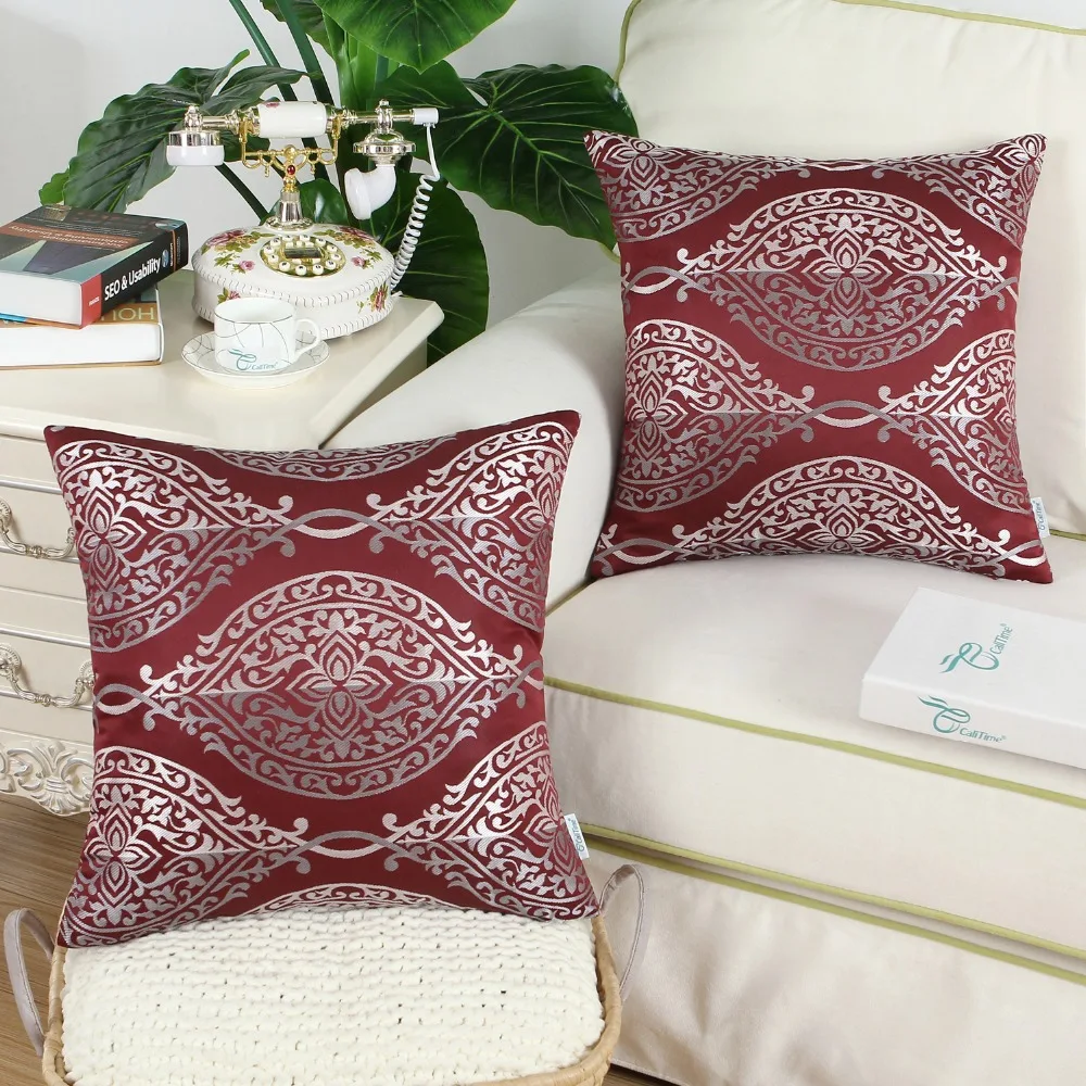 2 шт. CaliTime чехлы подушка оболочки Винтаж Инь и Ян в полоску Дамаск цветочные 18 &quotX