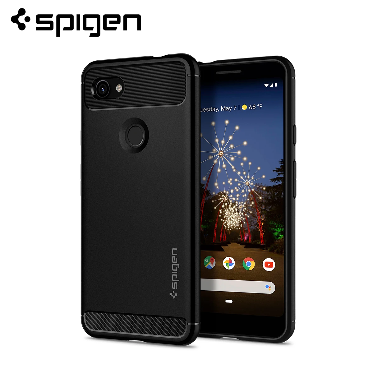Spigen Google Pixel 3a XL / чехол прочный черный матовый с защитой от падения|Бамперы| |