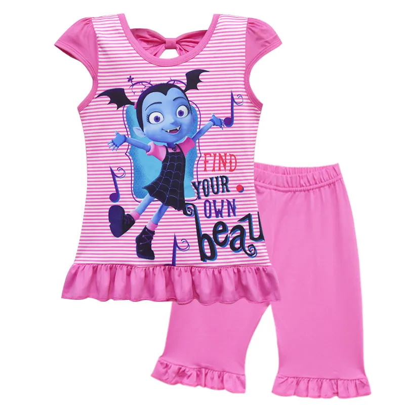 Рождество для маленьких девочек Vampirina пижамы 2 шт. комплект Vampirinas комплект одежды тролли пижамы комплект из двух предметов осень детская одежда