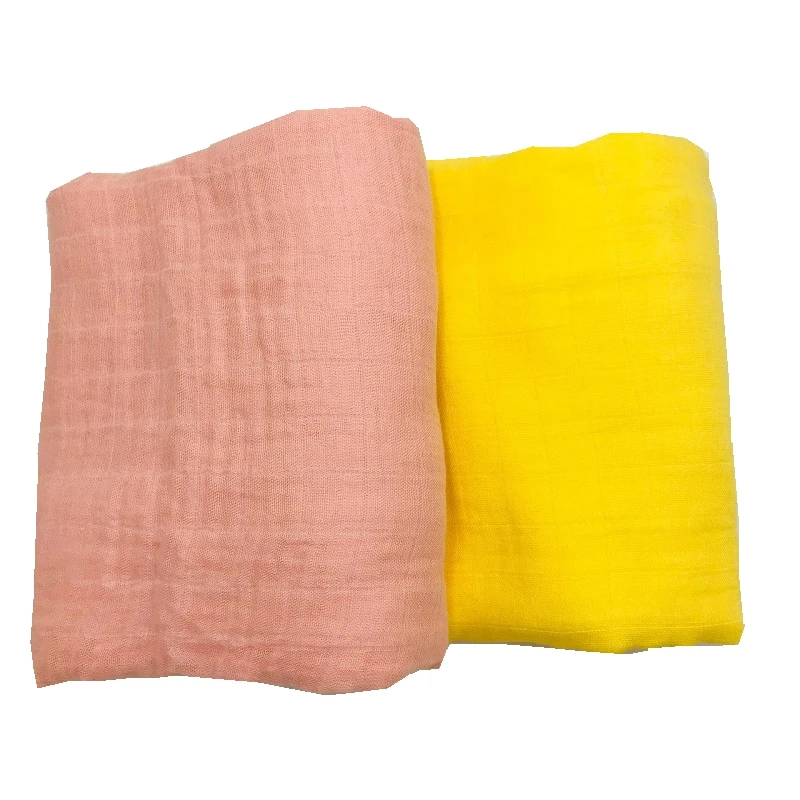 

pink & yellow solid color active printing very soft 70% bamboo fiber 30% cotton muslin baby blanket blankets swaddle for newborn