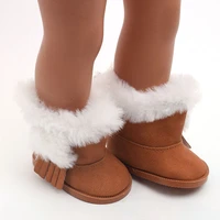 hand made cute brown winter woollen boots suitable for 18 inch girl doll toy accessories s152
