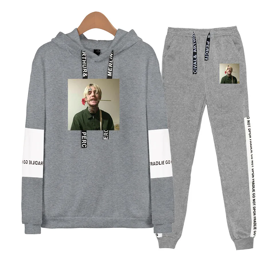 R I P Lil толстовка с открытым капюшоном+ спортивные костюмы для мужчин и женщин уличная хип-хоп Lil Открытый пуловер комплект из двух предметов осень-зима