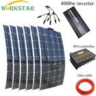 WORKSTAR 6*100 Вт гибкие солнечные панели 12 в солнечное зарядное устройство для RVлодки автомобиля 600 Вт комплект солнечной системы с 4000 Вт чистый синусоидальный инвертор