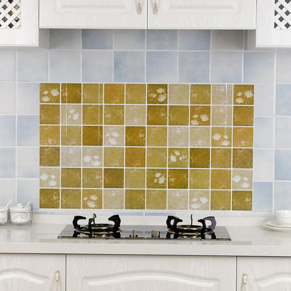Waterproof Aluminum Foil Oil Stickers High Temperature Resistant Ceramic Tile Adhesive Kitchen Wallpaper Lampblack Protecting |
