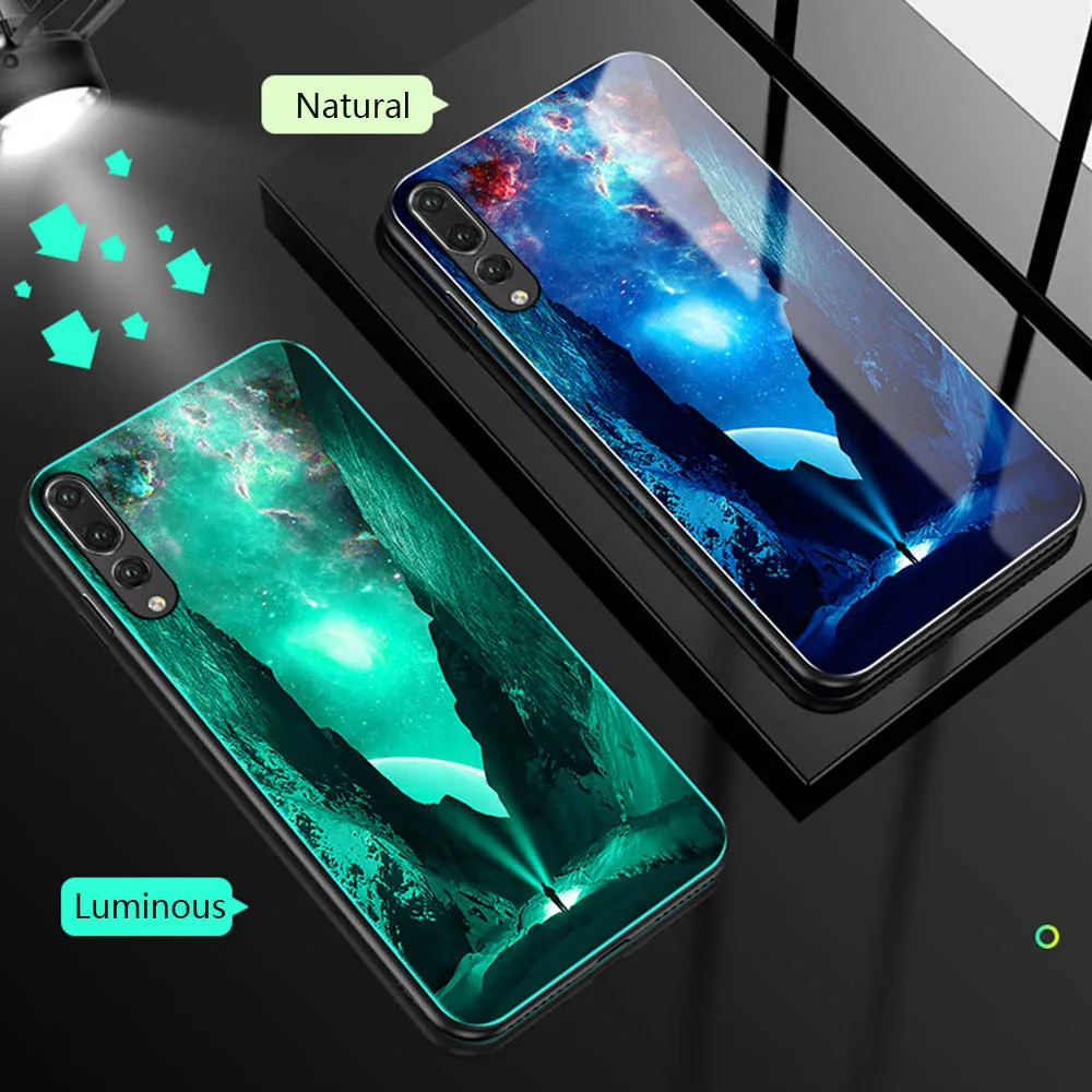 Luminous Phone Cover For Huawei Honor Play 7X 8 8X Max 9 10 Lite P20 P30 Mate 20 Pro P10 Nova 3 Tempered Glass Cases | Мобильные