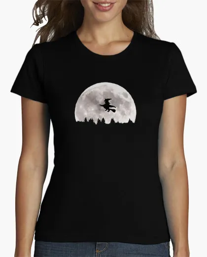 Весна лето Продвижение футболки девушка Ведьма и луна короткий О шеи Письмо