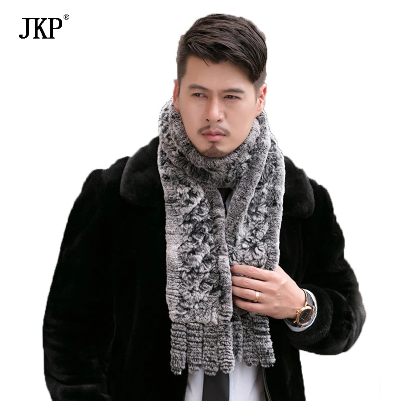 100% настоящий вязаный мех кролика рекс зимний мужской меховой шарф ручной работы