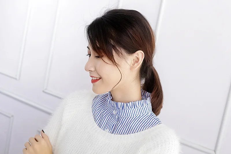 Новая рубашка с отворотом чокер в полоску искусственный воротник женская дикую