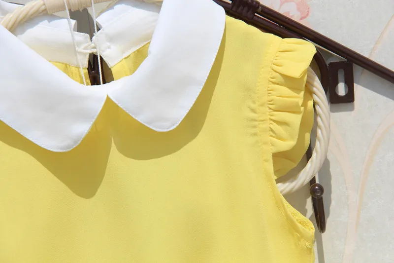 2017 летние футболки для девочек одежда детей шифоновая футболка без рукавов