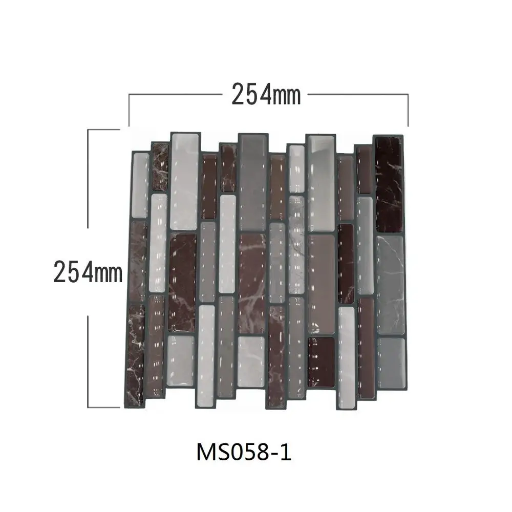 6 шт./лот 25,4x25,4 см 3D мозаичная плитка наклейка для ванной кухни самоклеящийся декор для стен сделай сам наклейка маслостойкие обои с клеем - Цвет: MS058-1