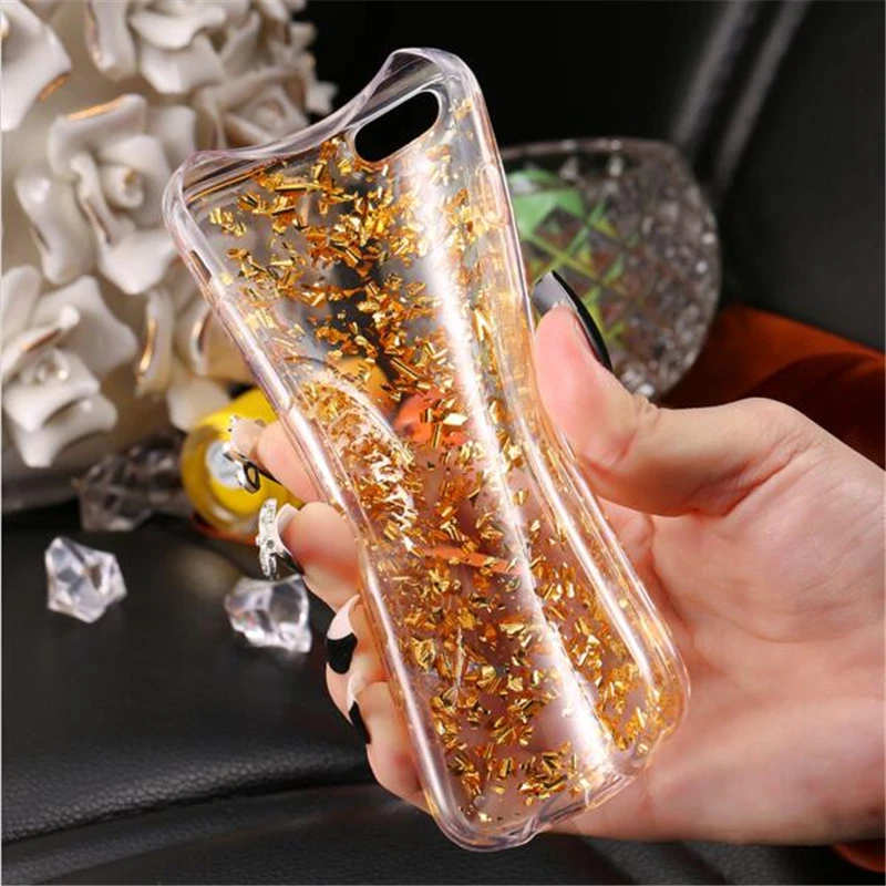 Золотая Фольга Bling Блестка Блесток Кожа Ясно Мягкие Силиконовые Fundas Обложка