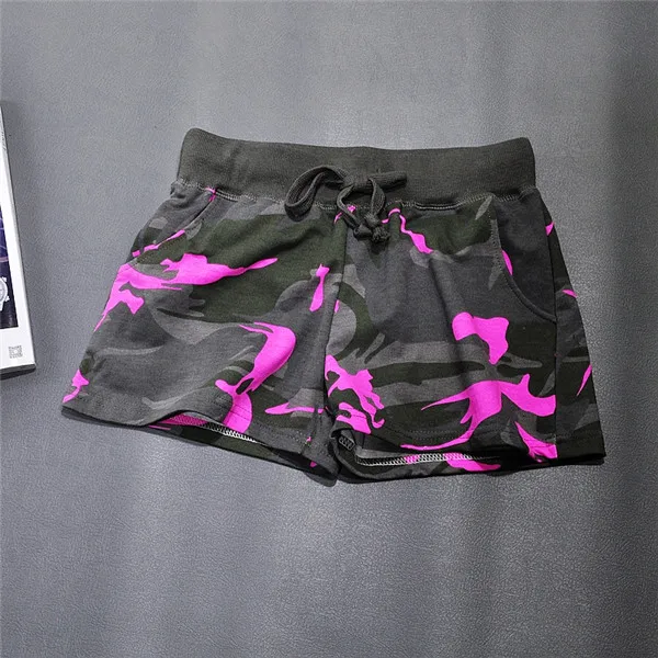Pink Высокое качество Новые Модные женские камуфляжные хлопковые шорты Летняя Высокая талия Повседневный стиль шорты женские обтягивающие шорты 3 цвета - Цвет: Pink