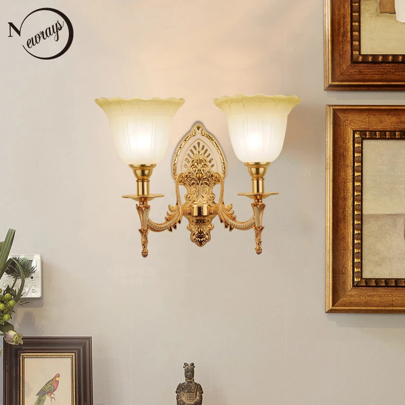 

Modern plated metal glass royal jade wall Lamp LED E27 220V Luxury Lustre Wall Lights for living room bedroom restaurant hallway