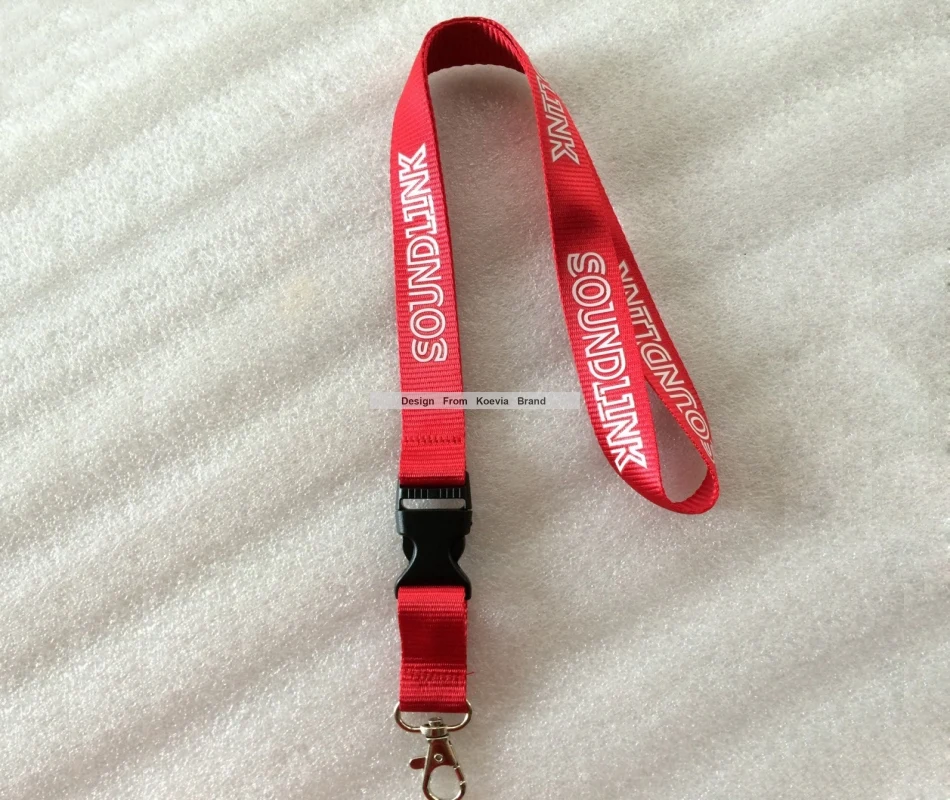Съемный безопасный шейный ремешок из полиэстера с логотипом на заказ красного