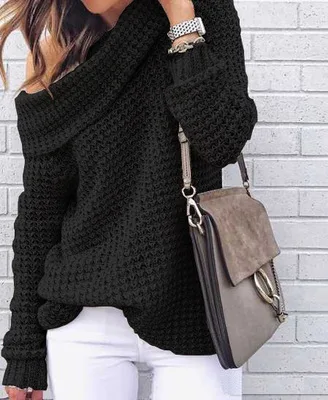 Sexy Turtleneck One Shoulder Women Tops 2021 Autumn Winter Casual Loose Jumper Clothes Pull Femme Streetwear Pullover Sweater | Женская