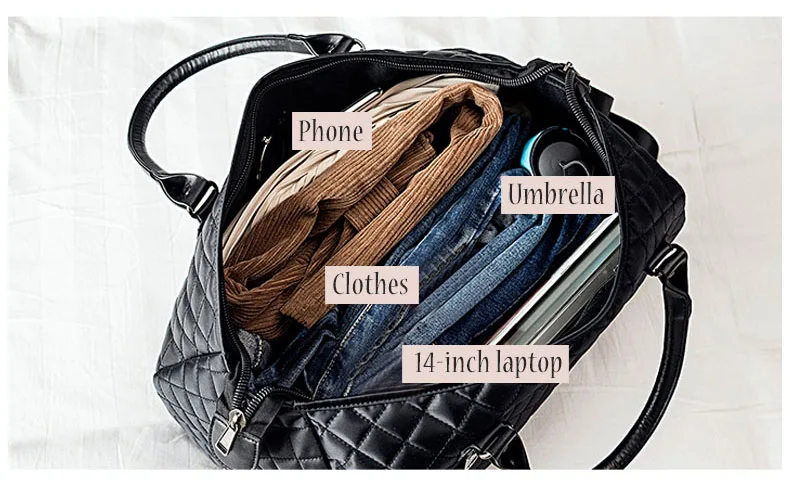 Diamond Lattice Gym Shoe Bags Sport Bag for Women Fitness Over the Shoulder Travel Luggage Bag Handbags Male Nylon Black XA745WD
