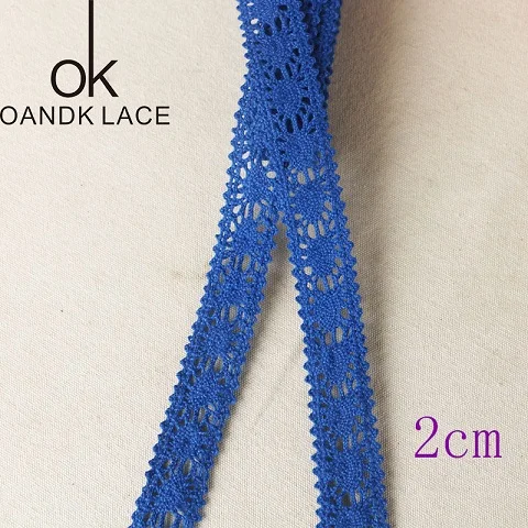 2CM blue 3 yard 3 ярда хлопчатобумажная кружевная ткань для дома аксессуары для украшения одежды Домашний текстиль материалы DIY Руководство dentelle - Цвет: 2CM blue 3 yard