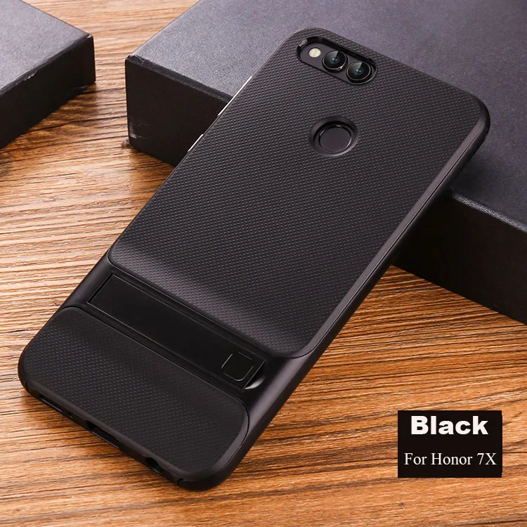 Black bumper Huawei honor 7X7 X чехол для телефона s противоударный деловой гибридный мягкий силиконовый чехол и жесткий чехол-бампер чехол для huawei honor 7x5,93" - Цвет: Black bumper