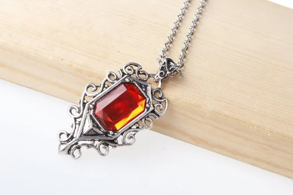 5pcs/lot Mortal Instruments City of Bones Isabella Lightwood ruby pendant necklace vintage angel collar chain women female |
